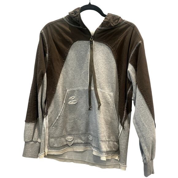 BKE – L/S Pieced ¼-Zip Hoodie – Charcoal Mix - Size Small - Picture 1 of 6